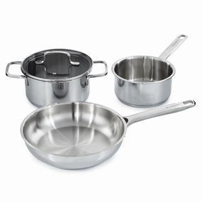 BergHOFF DiNA Helix 5pc Recycled 18/10 Stainless Steel Cookware Set, Glass Lids cookware set,cooking pots,kitchen cookware