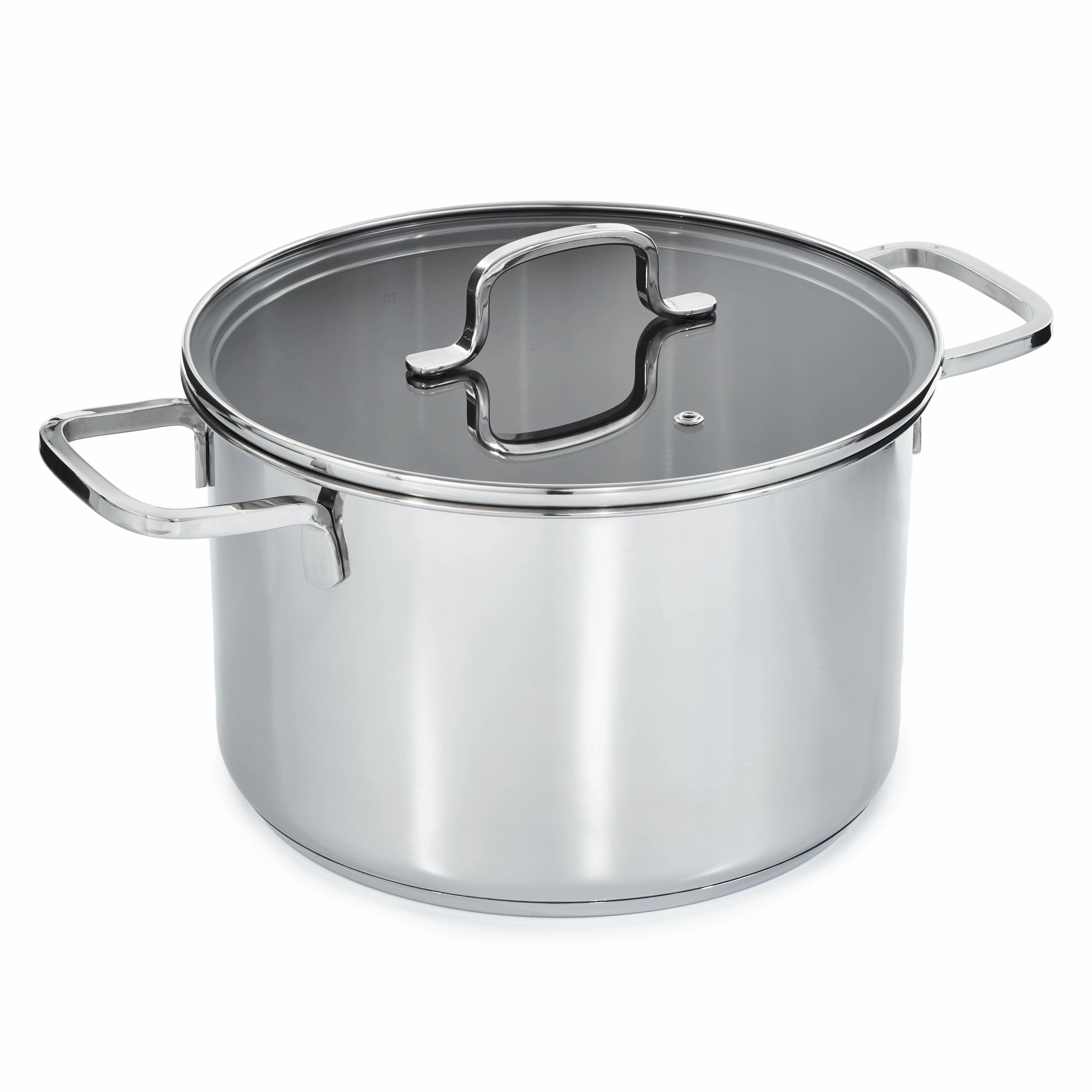 BergHOFF DiNA Helix Recycled 18/10 Stainless Steel 10" Stockpot 7qt., Glass Lid cookware set,cooking pots,kitchen cookware