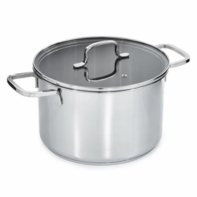 BergHOFF DiNA Helix Recycled 18/10 Stainless Steel 10" Stockpot 7qt., Glass Lid cookware set,cooking pots,kitchen cookware