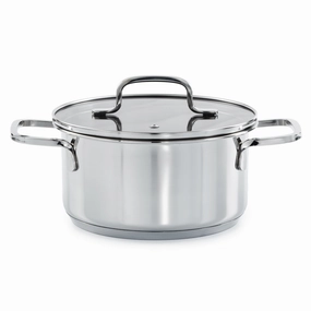 BergHOFF DiNA Helix Recycled 18/10 Stainless Steel 7.25" Stockpot 2.2qt., Glass Lid cookware set,cooking pots,kitchen cookware