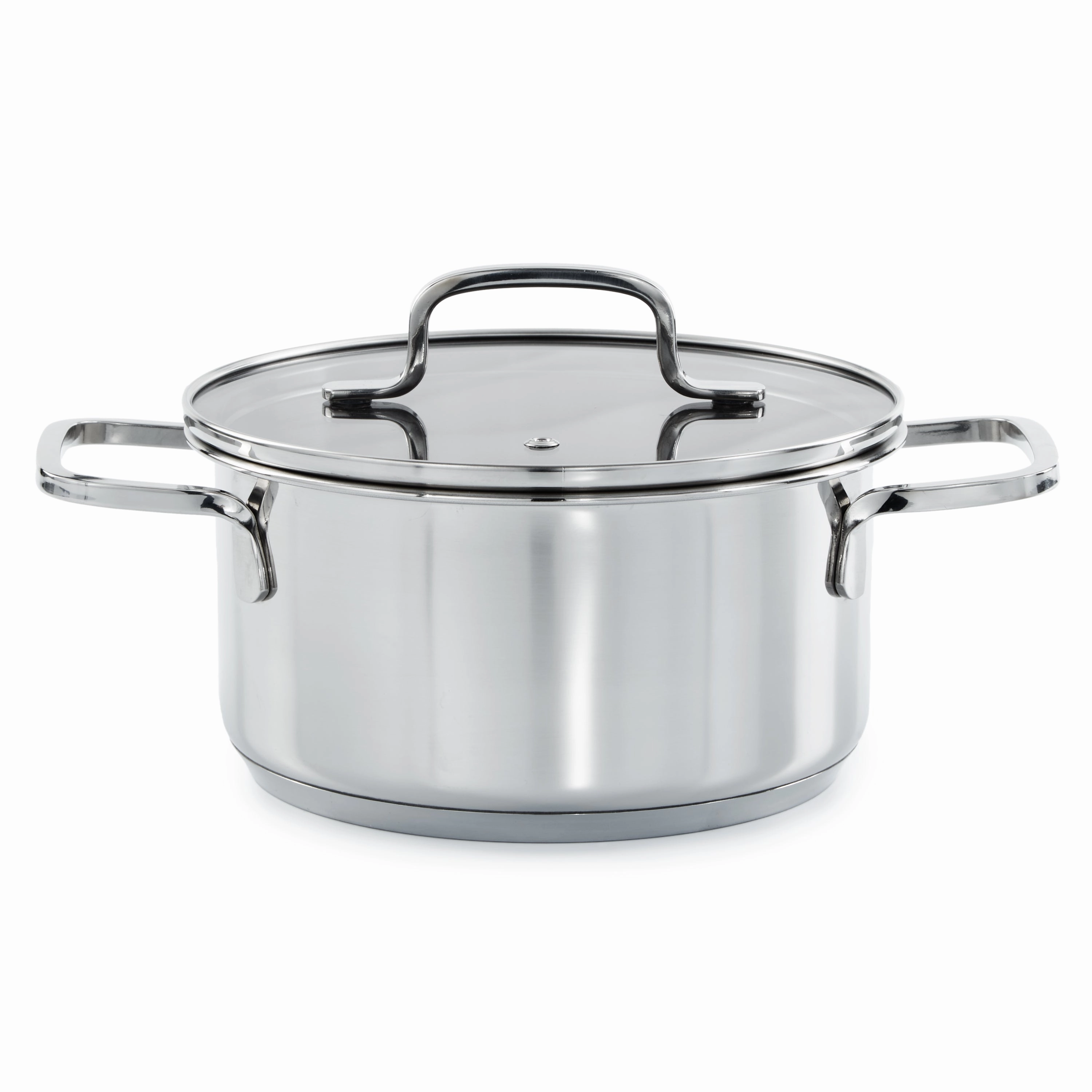 BergHOFF DiNA Helix Recycled 18/10 Stainless Steel 7.25" Stockpot 2.2qt., Glass Lid cookware set,cooking pots,kitchen cookware