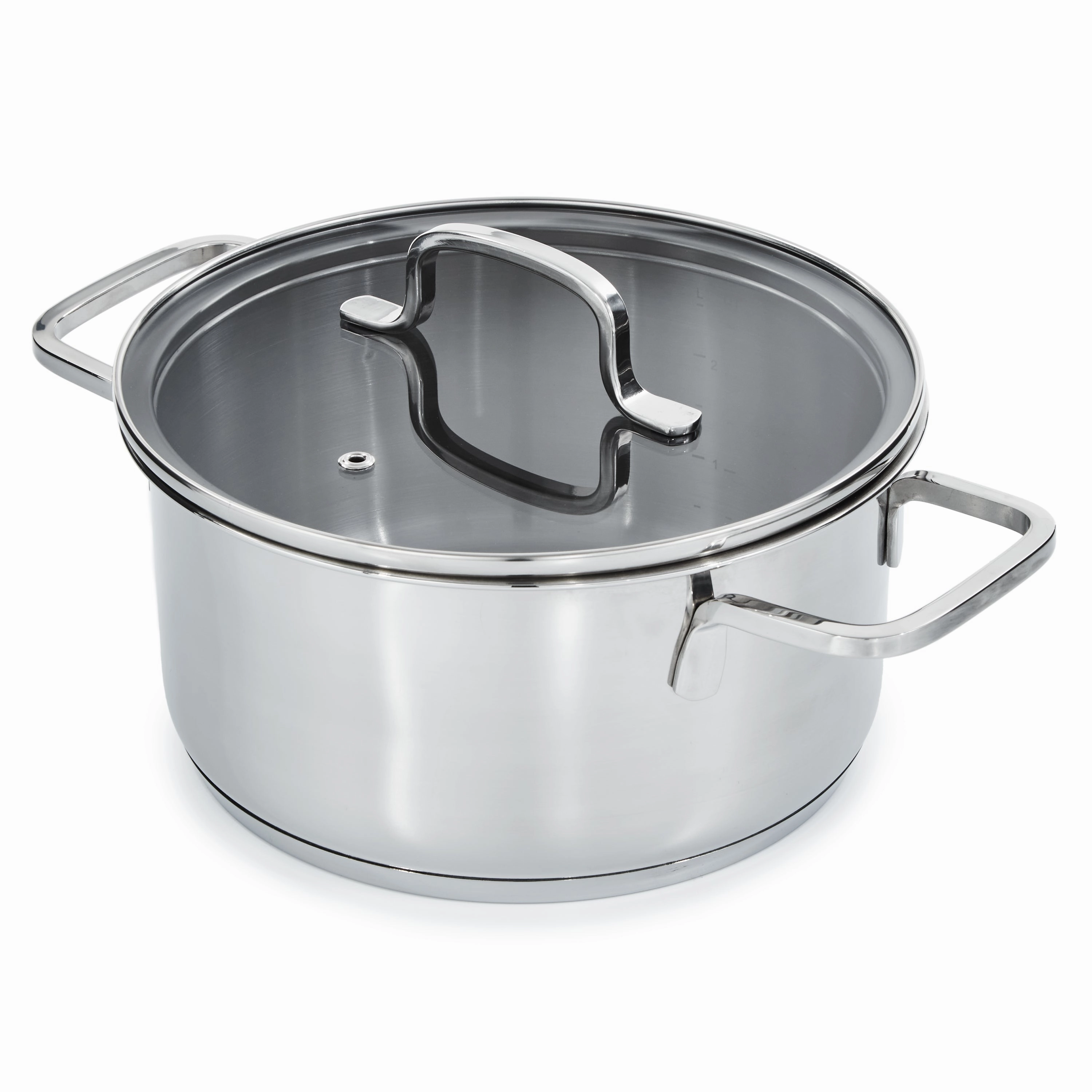 BergHOFF DiNA Helix Recycled 18/10 Stainless Steel 8" Stockpot 3.2qt., Glass Lid cookware set,cooking pots,kitchen cookware