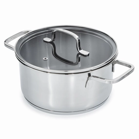 BergHOFF DiNA Helix Recycled 18/10 Stainless Steel 8" Stockpot 3.2qt., Glass Lid cookware set,cooking pots,kitchen cookware