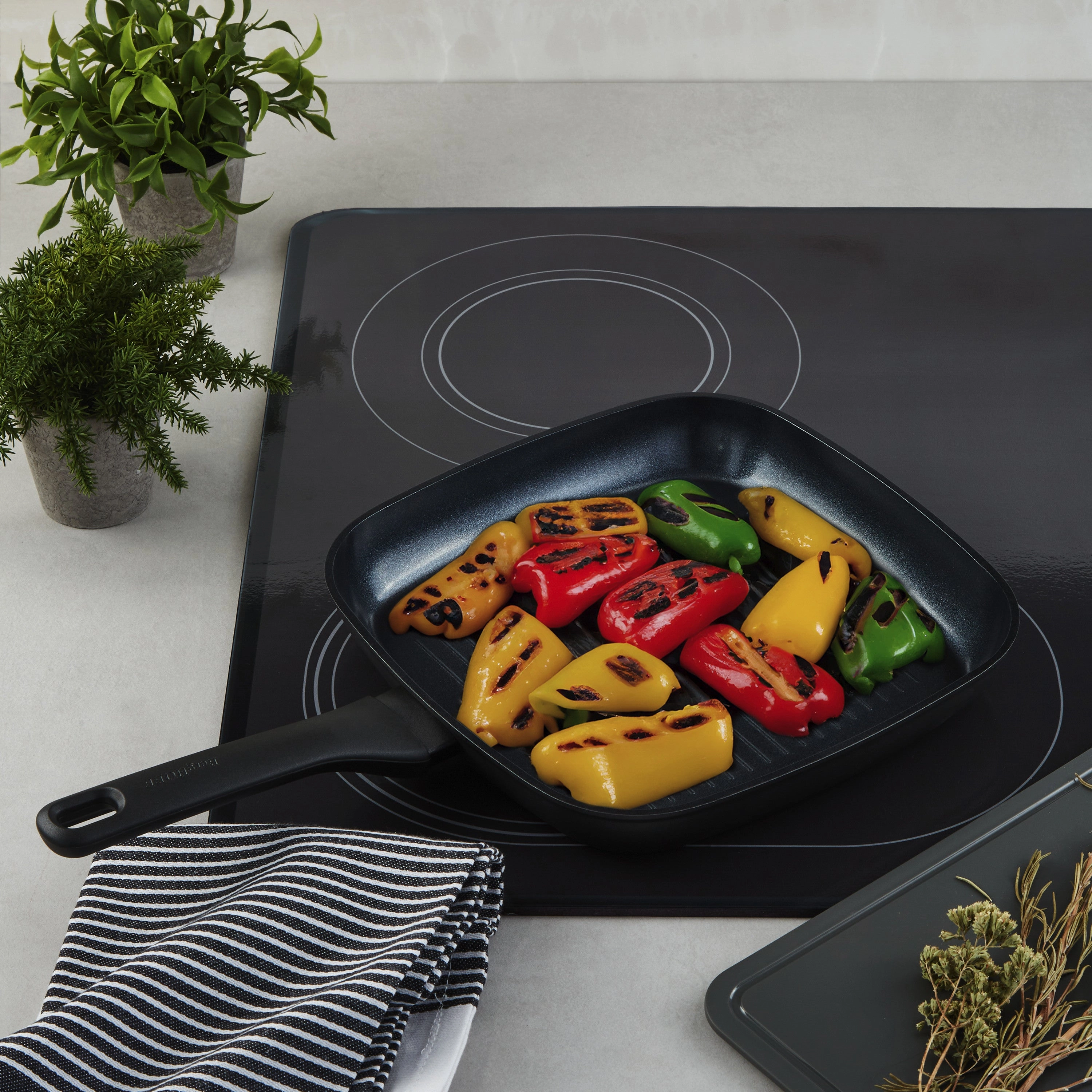 BergHOFF DiNA Helix Recycled Aluminum Nonstick Ceramic Grill Pan, 10.25"
