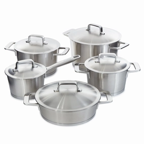 BergHOFF DiNA Meta 10pc Recycled 18/10 Stainless Steel Cookware Set cookware set,cooking pots,kitchen cookware
