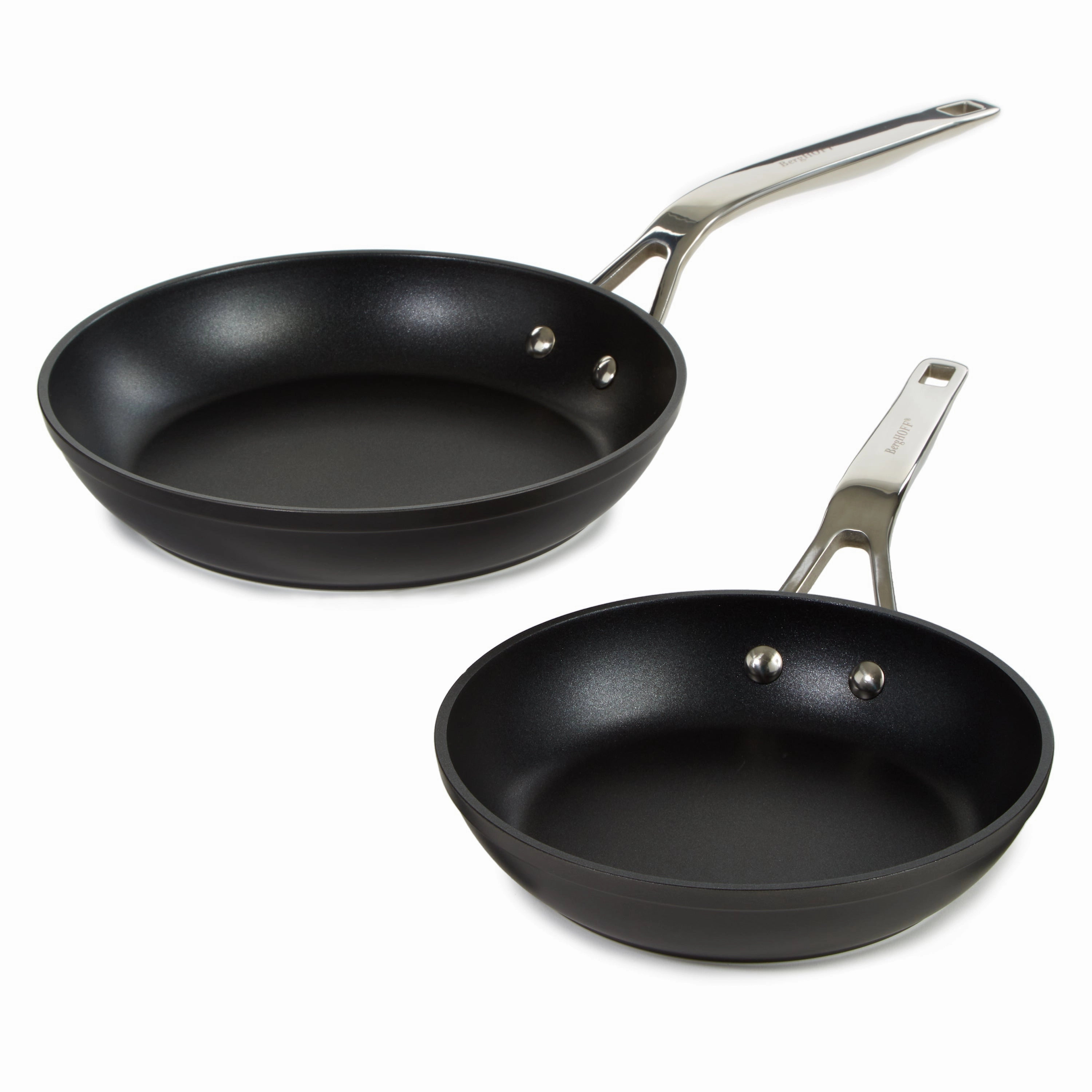 BergHOFF Essentials 2Pc Nonstick Hard Anodized Fry Pan Set, Black cookware set,cooking pots,kitchen cookware