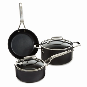 BergHOFF Essentials 5Pc Nonstick Hard Anodized Cookware Set For Two With Glass lid, Black cookware set,cooking pots,kitchen cookware
