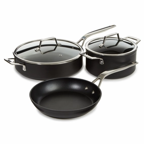 BergHOFF Essentials 5Pc Nonstick Hard Anodized Cookware Starter Set, Black cookware set,cooking pots,kitchen cookware