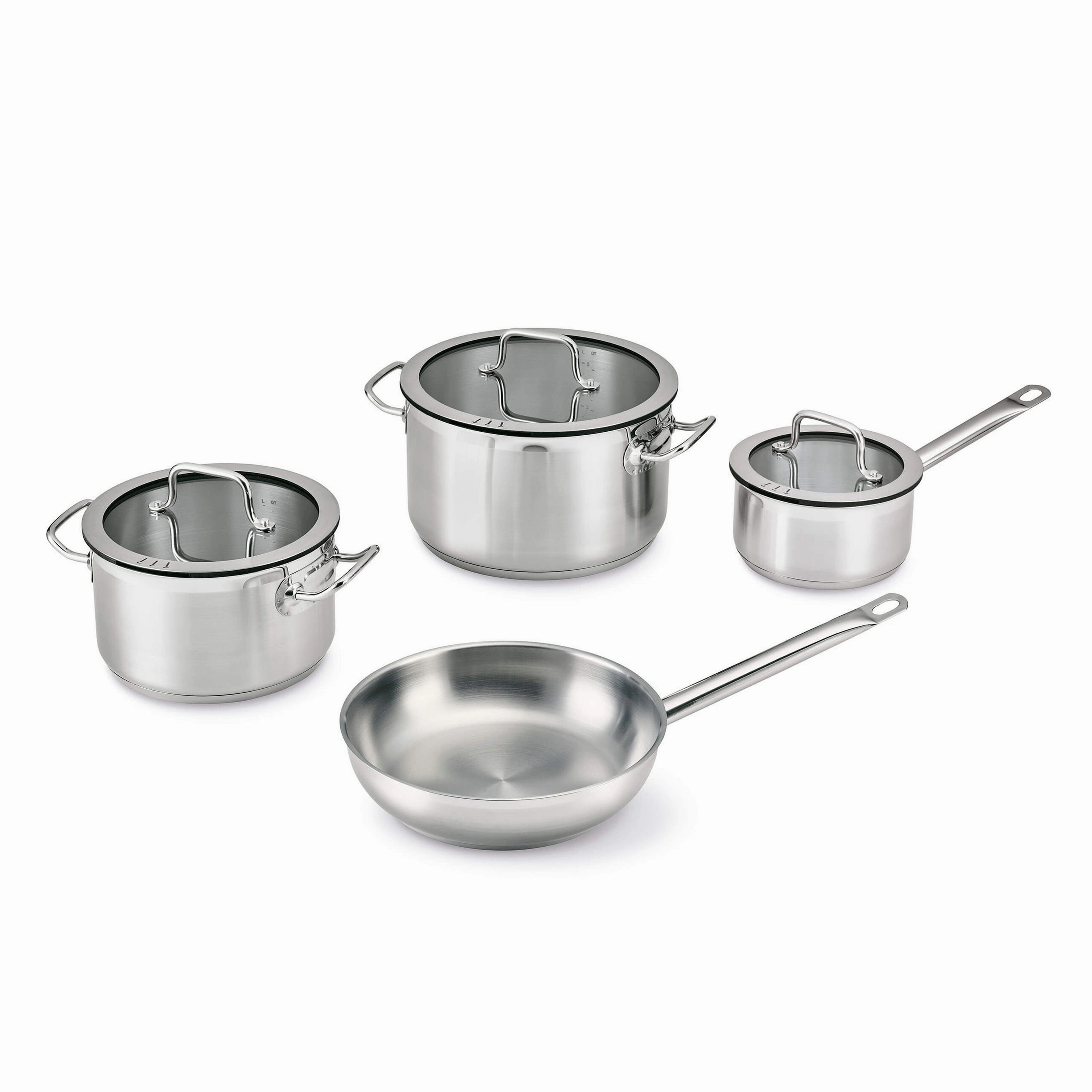 BergHOFF Essentials 7Pc Downdraft 18/10 Stainless Steel Cookware Set cookware set,cooking pots,kitchen cookware