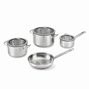 BergHOFF Essentials 7Pc Downdraft 18/10 Stainless Steel Cookware Set cookware set,cooking pots,kitchen cookware