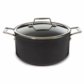 BergHOFF Essentials Nonstick Hard Anodized 10" Stockpot 5.3qt. With Glass Lid, Black cookware set,cooking pots,kitchen cookware