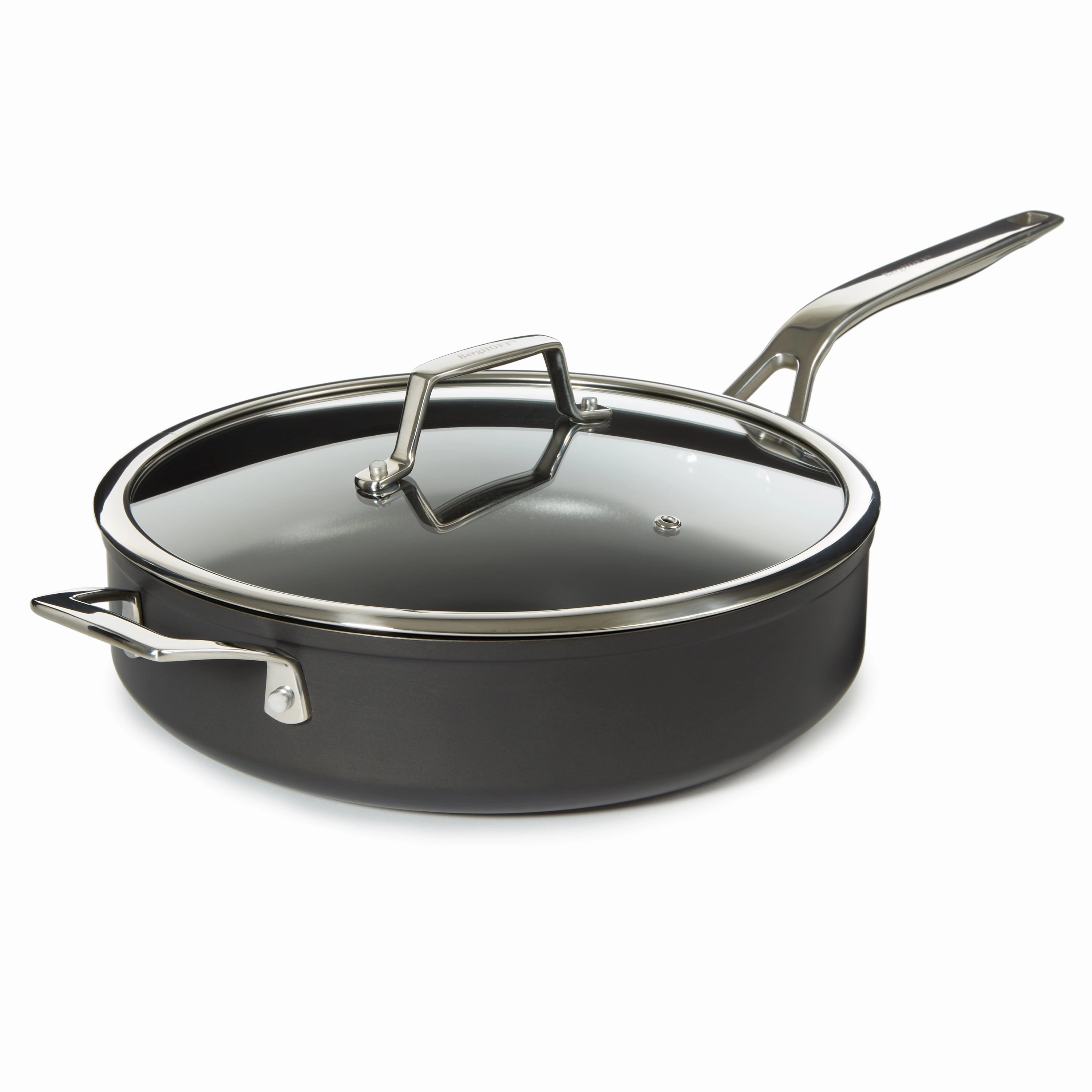 BergHOFF Essentials Nonstick Hard Anodized 11" Deep Skillet 4.3qt. With Glass Lid, Black cookware set,cooking pots,kitchen cookware