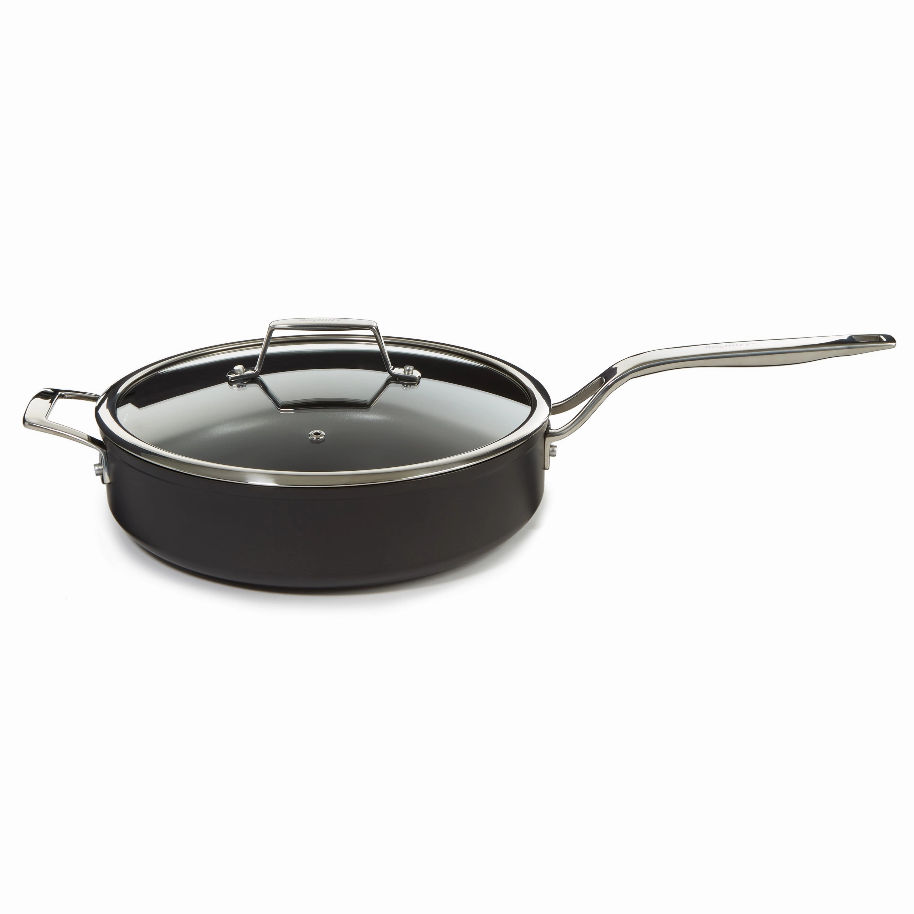 BergHOFF Essentials Nonstick Hard Anodized 11" Deep Skillet 4.3qt. With Glass Lid, Black