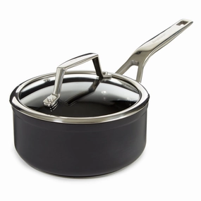 BergHOFF Essentials Nonstick Hard Anodized 6.25" Saucepan 1.3qt. With Glass Lid, Black cookware set,cooking pots,kitchen cookware