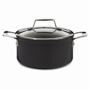 BergHOFF Essentials Nonstick Hard Anodized 8" Stockpot 3.3qt. With Glass Lid, Black cookware set,cooking pots,kitchen cookware