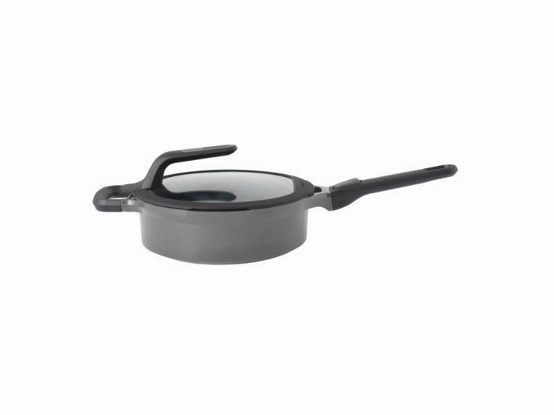 BergHOFF GEM 10" Non-stick Covered Saut Pan 3.5Qt., Detachable Handle, Grey cookware set,cooking pots,kitchen cookware