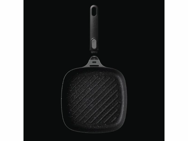 BergHOFF GEM 10" Non-Stick Square Grill Pan, Detachable Handle, Grey