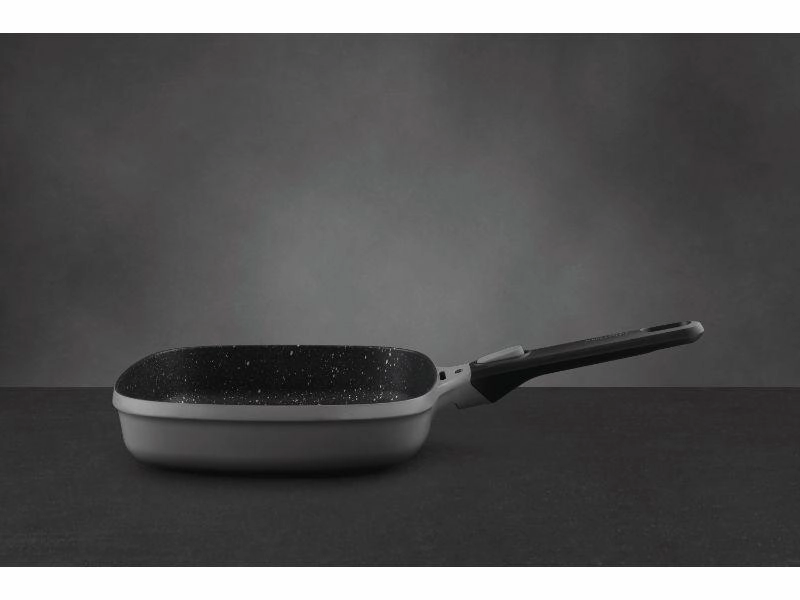 BergHOFF GEM 10" Non-Stick Square Grill Pan, Detachable Handle, Grey