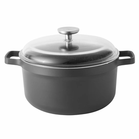 BergHOFF GEM 10" Non-stick Stock Pot 5.2Qt., Black, Glass Lid cookware set,cooking pots,kitchen cookware