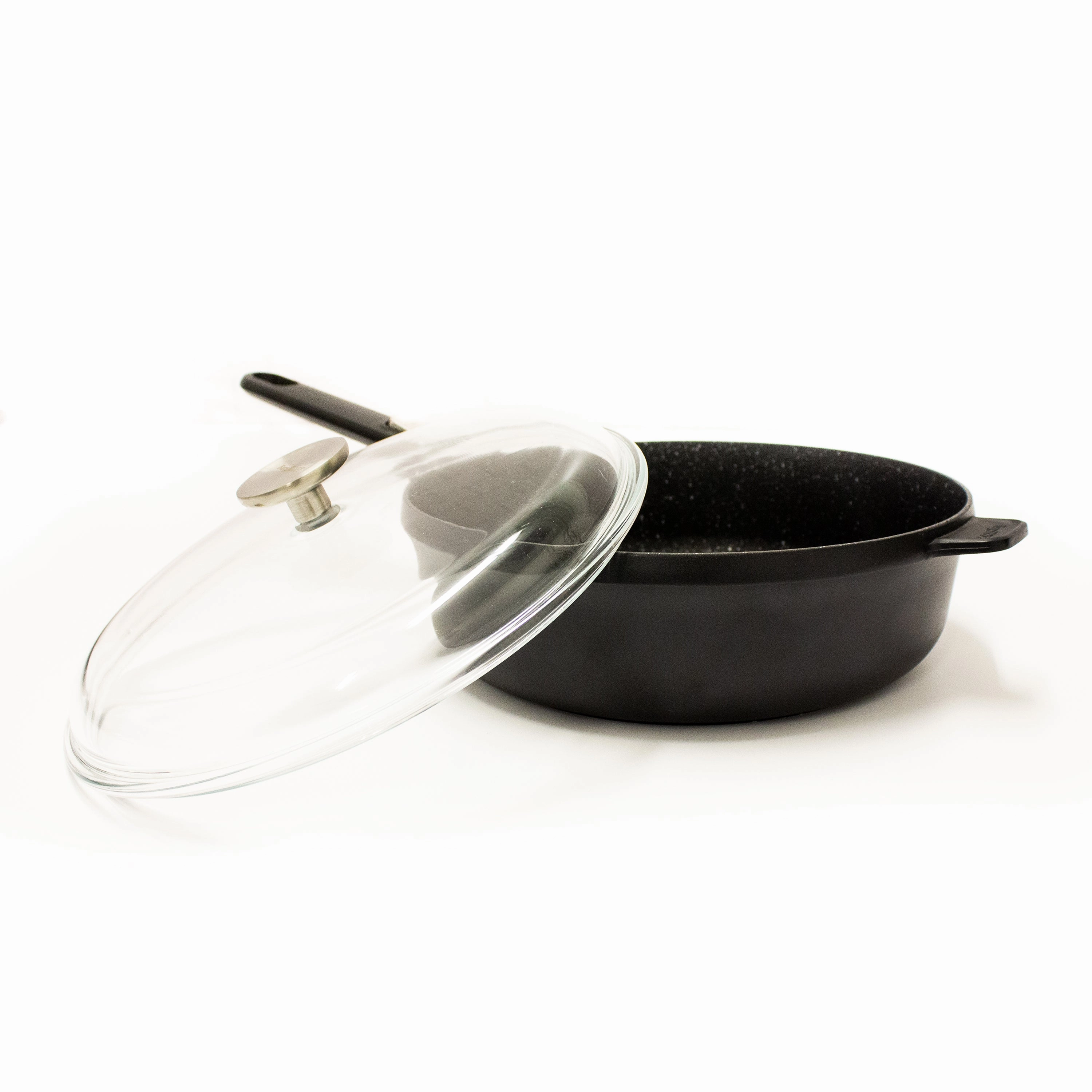BergHOFF GEM 11" Non-stick Saute Pan 4.6Qt., Detachable Handle, Black, Glass Lid