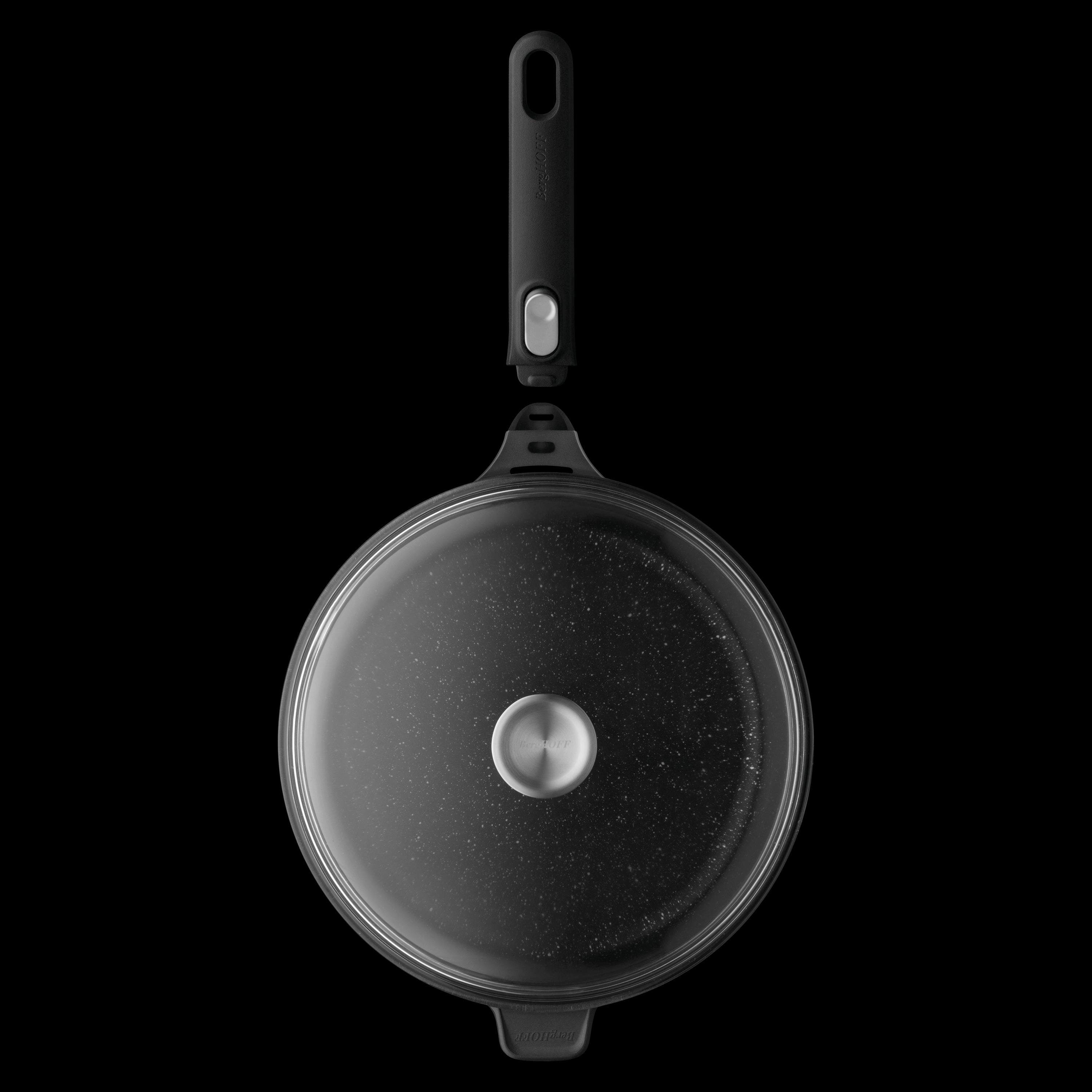 BergHOFF GEM 11" Non-stick Saute Pan 4.6Qt., Detachable Handle, Black, Glass Lid