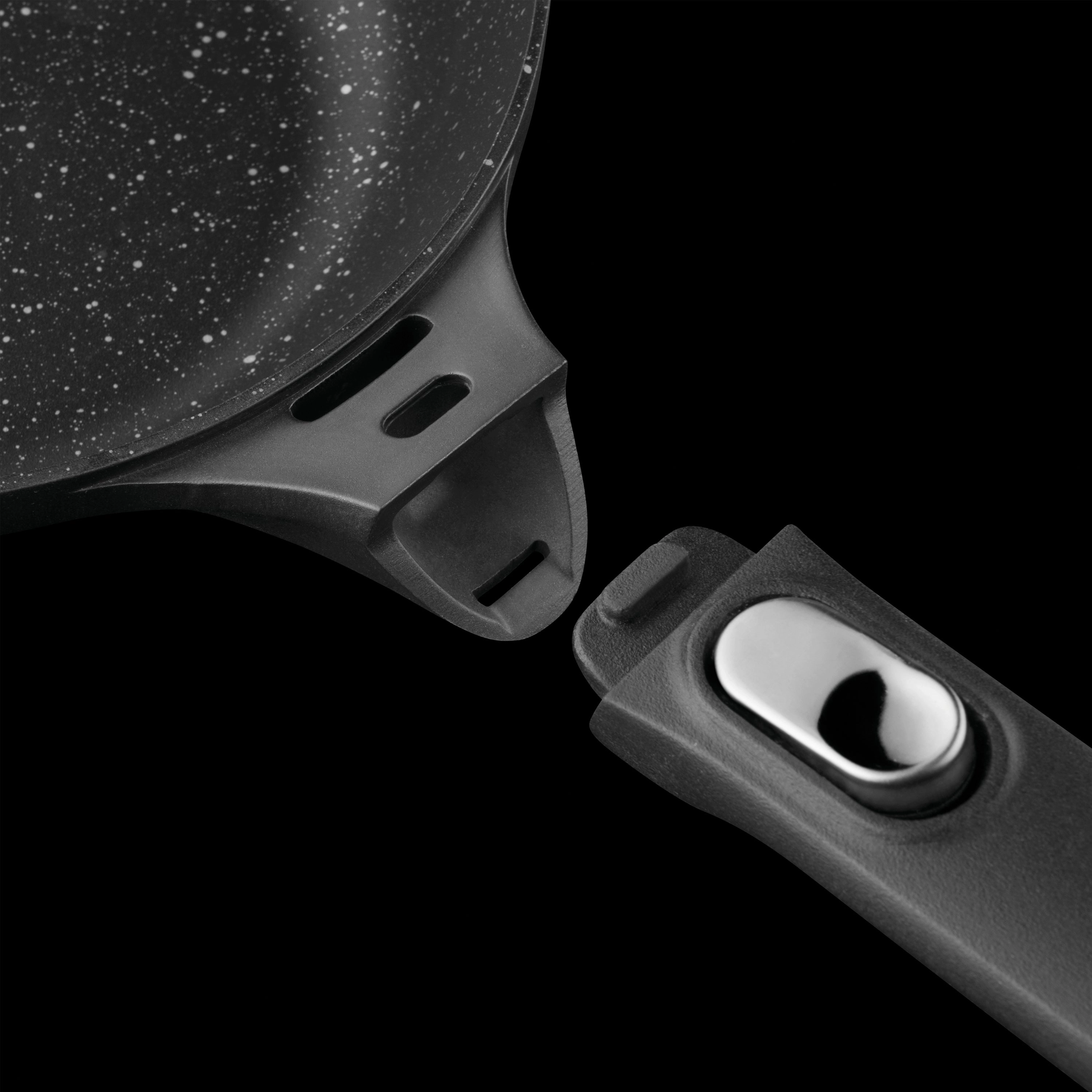 BergHOFF GEM 11" Non-stick Saute Pan 4.6Qt., Detachable Handle, Black, Glass Lid