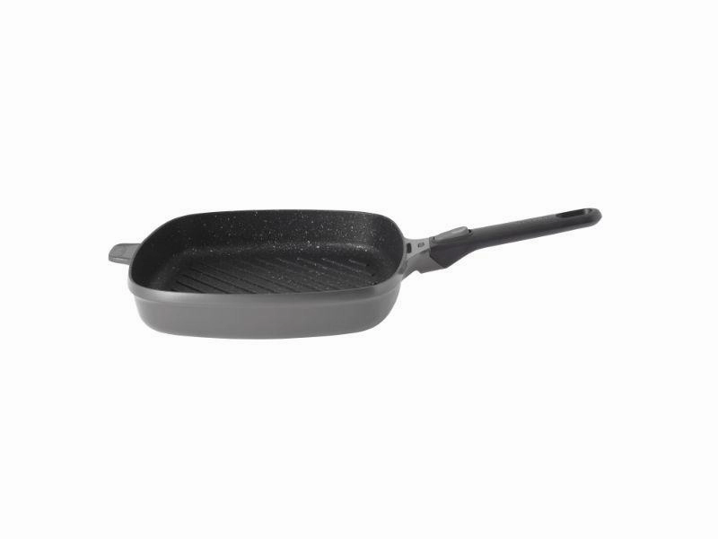 BergHOFF GEM 11" Non-Stick Square Grill Pan, Detachable Handle, Grey cookware set,cooking pots,kitchen cookware