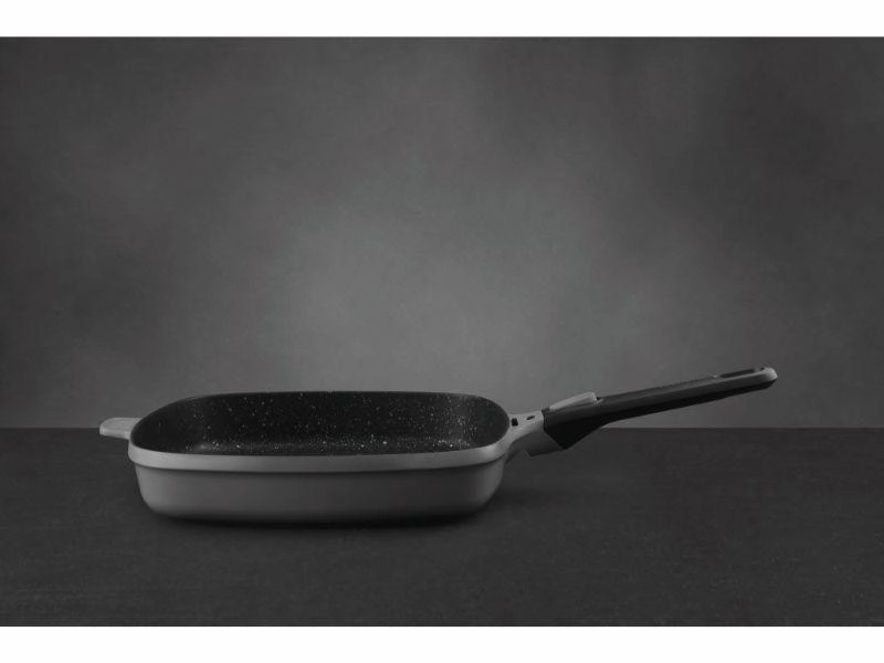 BergHOFF GEM 11" Non-Stick Square Grill Pan, Detachable Handle, Grey