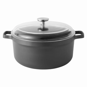 BergHOFF GEM 11" Non-stick Stockpot 7.7Qt., Black, Glass Lid cookware set,cooking pots,kitchen cookware