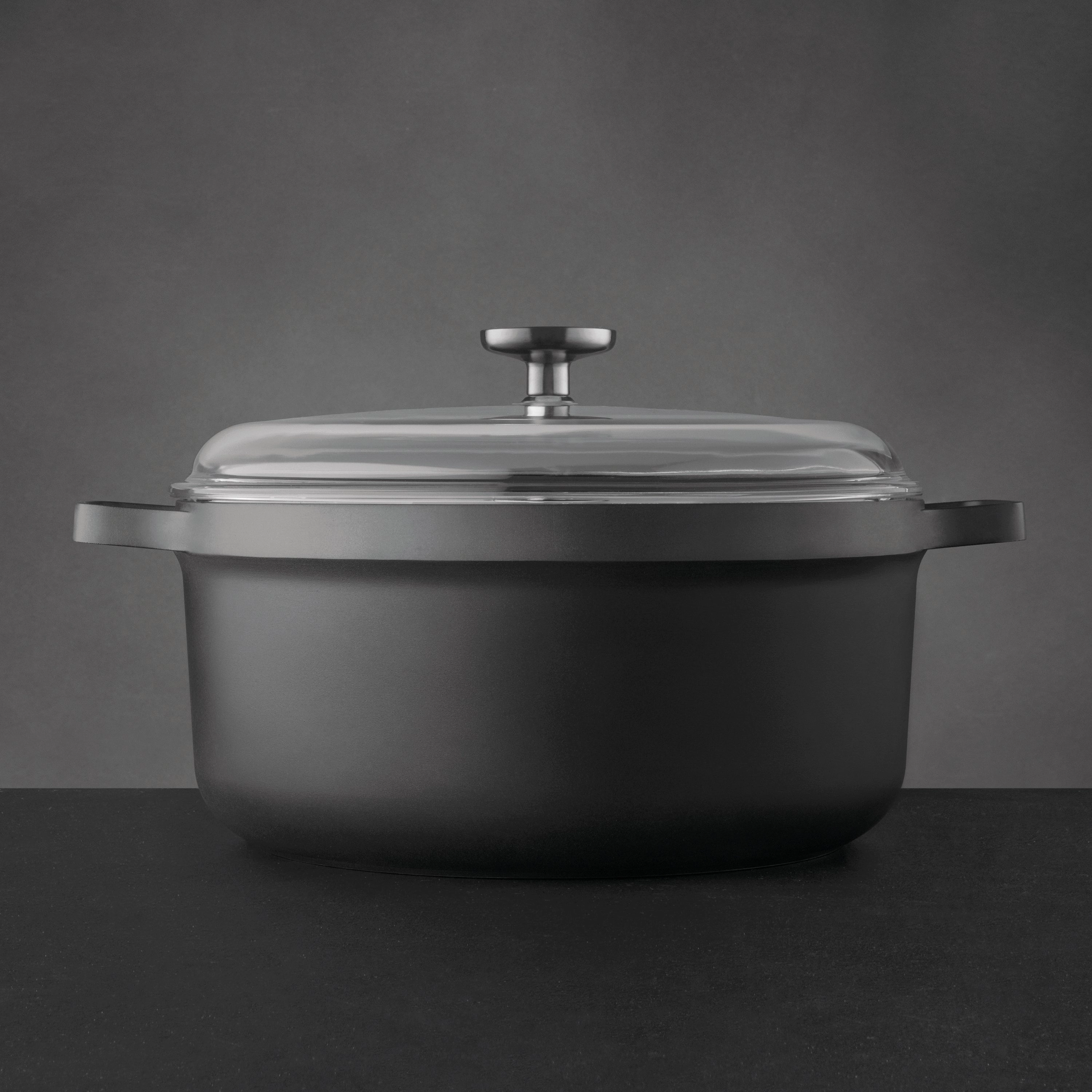 BergHOFF GEM 11" Non-stick Stockpot 7.7Qt., Black, Glass Lid