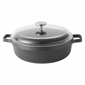 BergHOFF GEM 11" Non-stick Two-Handle Saute Pan 4.9Qt., Black, Glass Lid cookware set,cooking pots,kitchen cookware