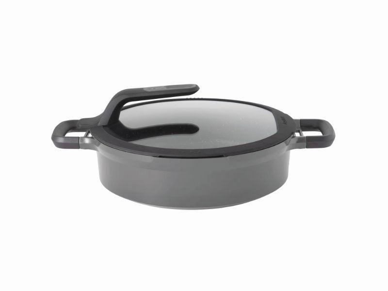 BergHOFF GEM 11" Non-stick Two-Handled Saut Pan 4.9Qt., Glass Lid, Gray cookware set,cooking pots,kitchen cookware
