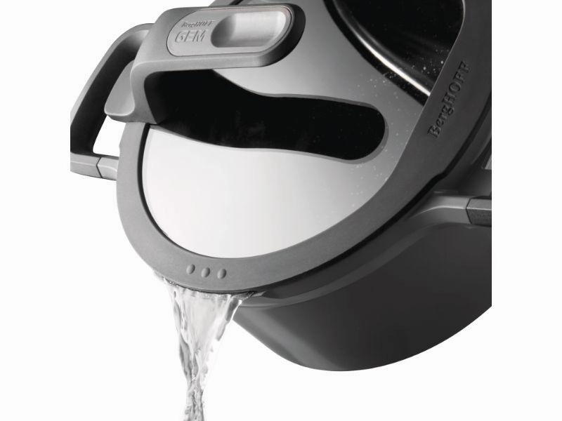 BergHOFF GEM 11" Stay-Cool Saut Pan 4.9Qt., Detachable Handle, Gray, Glass Lid