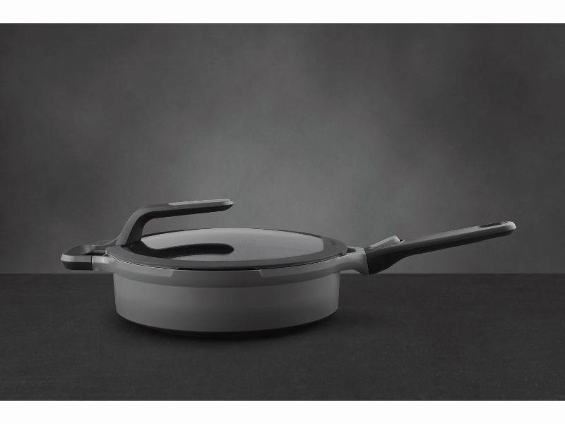 BergHOFF GEM 11" Stay-Cool Saut Pan 4.9Qt., Detachable Handle, Gray, Glass Lid
