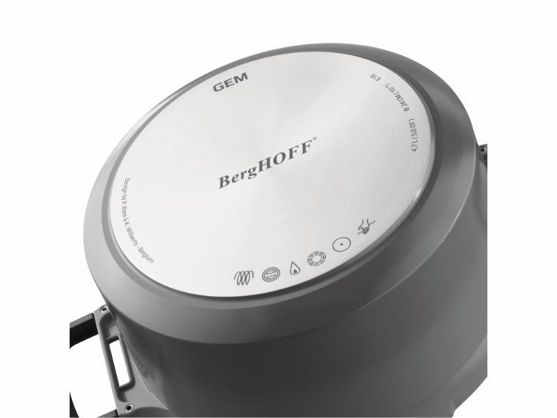 BergHOFF GEM 11" Stay-Cool Saut Pan 4.9Qt., Detachable Handle, Gray, Glass Lid