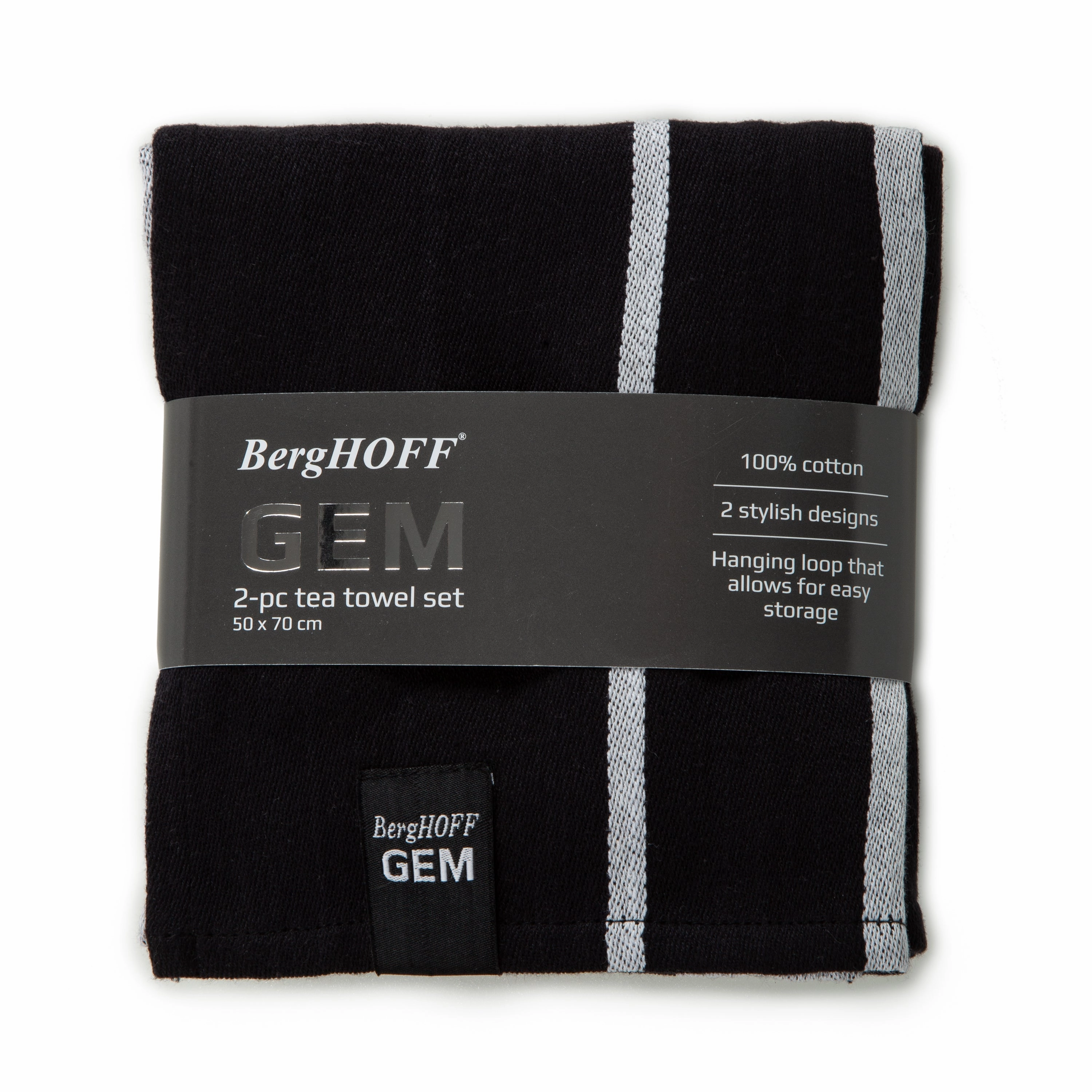 BergHOFF GEM 2pc Cotton Tea Towel Set, Black