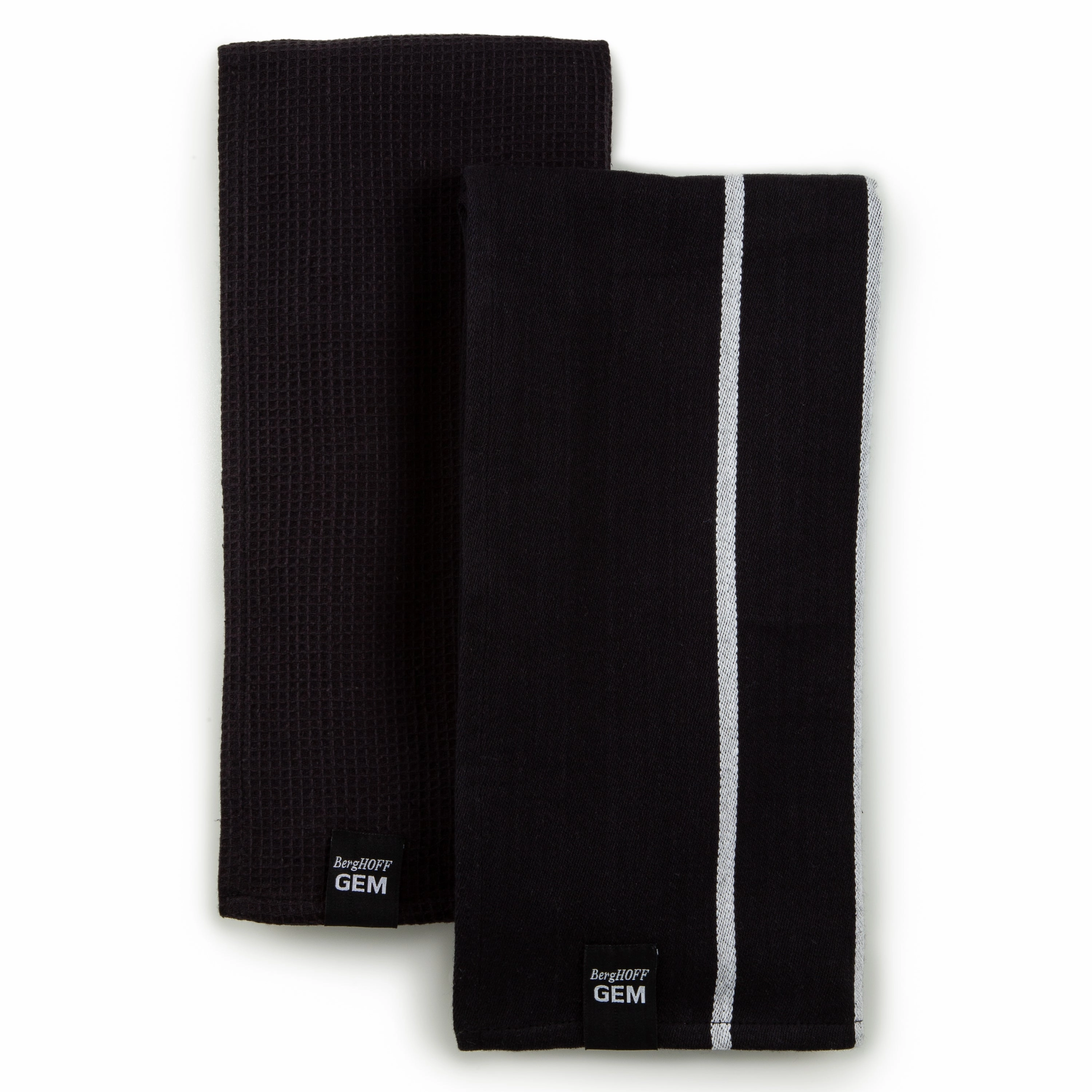BergHOFF GEM 2pc Cotton Tea Towel Set, Black cookware set,cooking pots,kitchen cookware