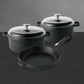 BergHOFF GEM 5Pc Nonstick Cookware Set, Black cookware set,cooking pots,kitchen cookware