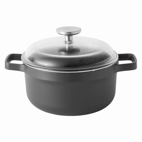 BergHOFF GEM 8" Non-stick Stockpot 3Qt., Black, Glass Lid cookware set,cooking pots,kitchen cookware