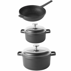 BergHOFF GEM Non-stick Cast Aluminum 5Pc Cookware Set, Casserole, Open Stir Fry Pan & Stockpot cookware set,cooking pots,kitchen cookware