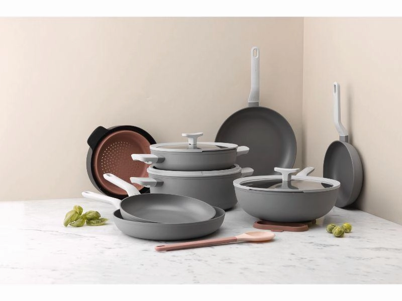 BergHOFF Leo 12.5" Non-stick Wok 6.2Qt., Gray, Glass Lid