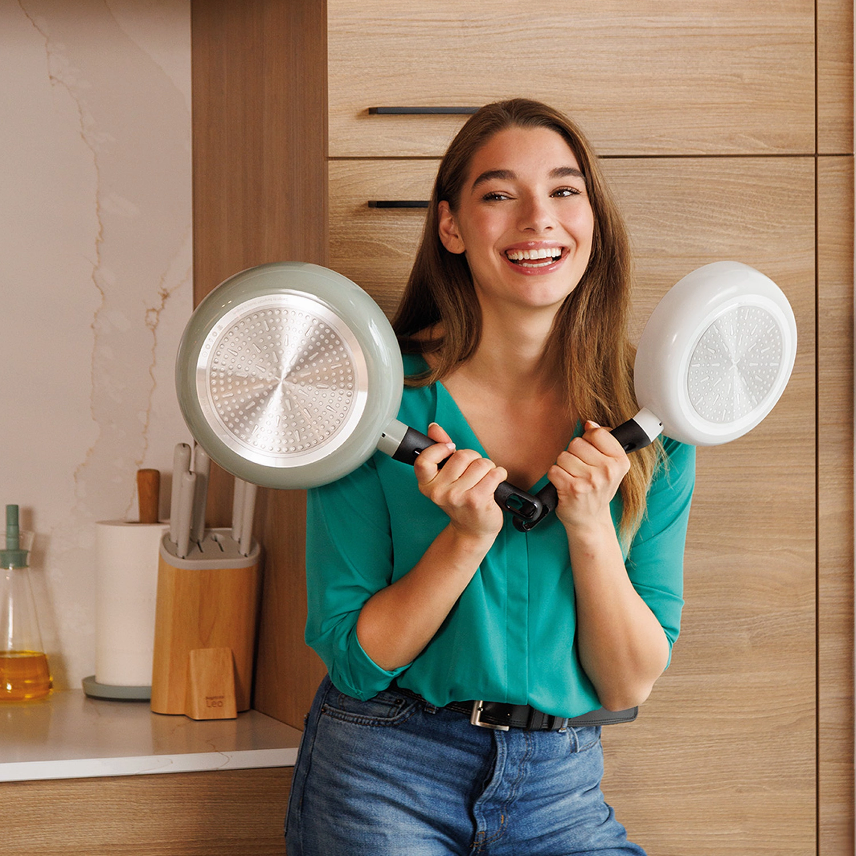 BergHOFF Leo Glints 5Pc Ceramic Nonstick Cookware Set, Spirit