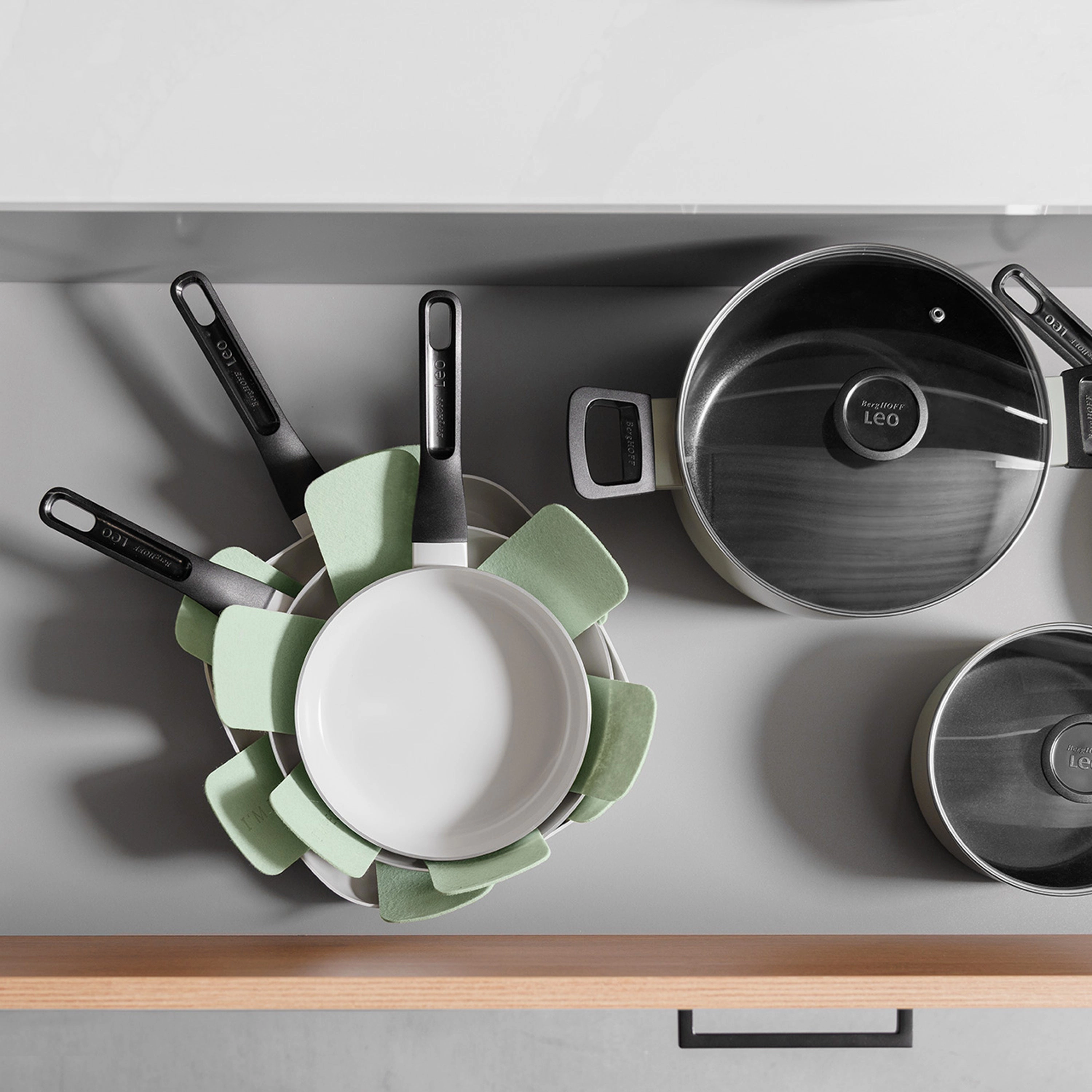 BergHOFF Leo Glints 5Pc Ceramic Nonstick Cookware Set, Spirit