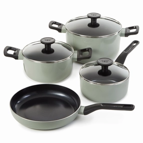 BergHOFF Leo Glints 7Pc Ceramic Nonstick Cookware Set, Sage cookware set,cooking pots,kitchen cookware