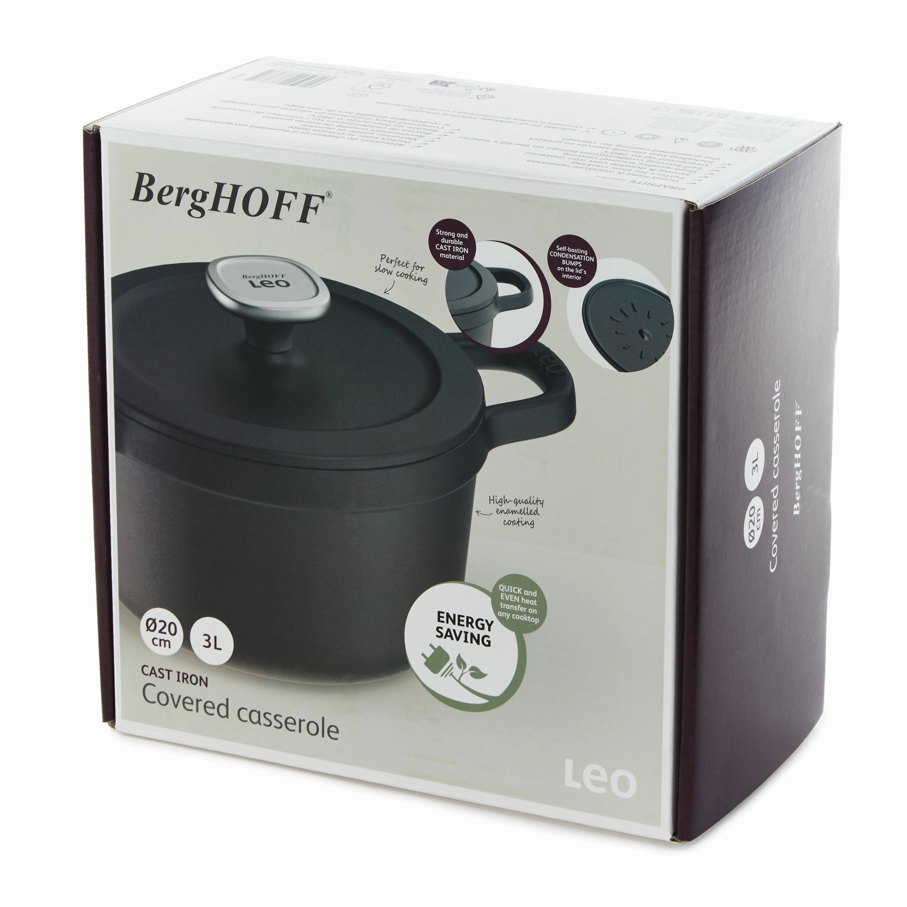 BergHOFF Leo Graphite 3.2qt. Enameled Cast Iron Stockpot, 8"