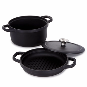 BergHOFF Leo Graphite 3Pc Enamel Cast Iron Cookware Set cookware set,cooking pots,kitchen cookware
