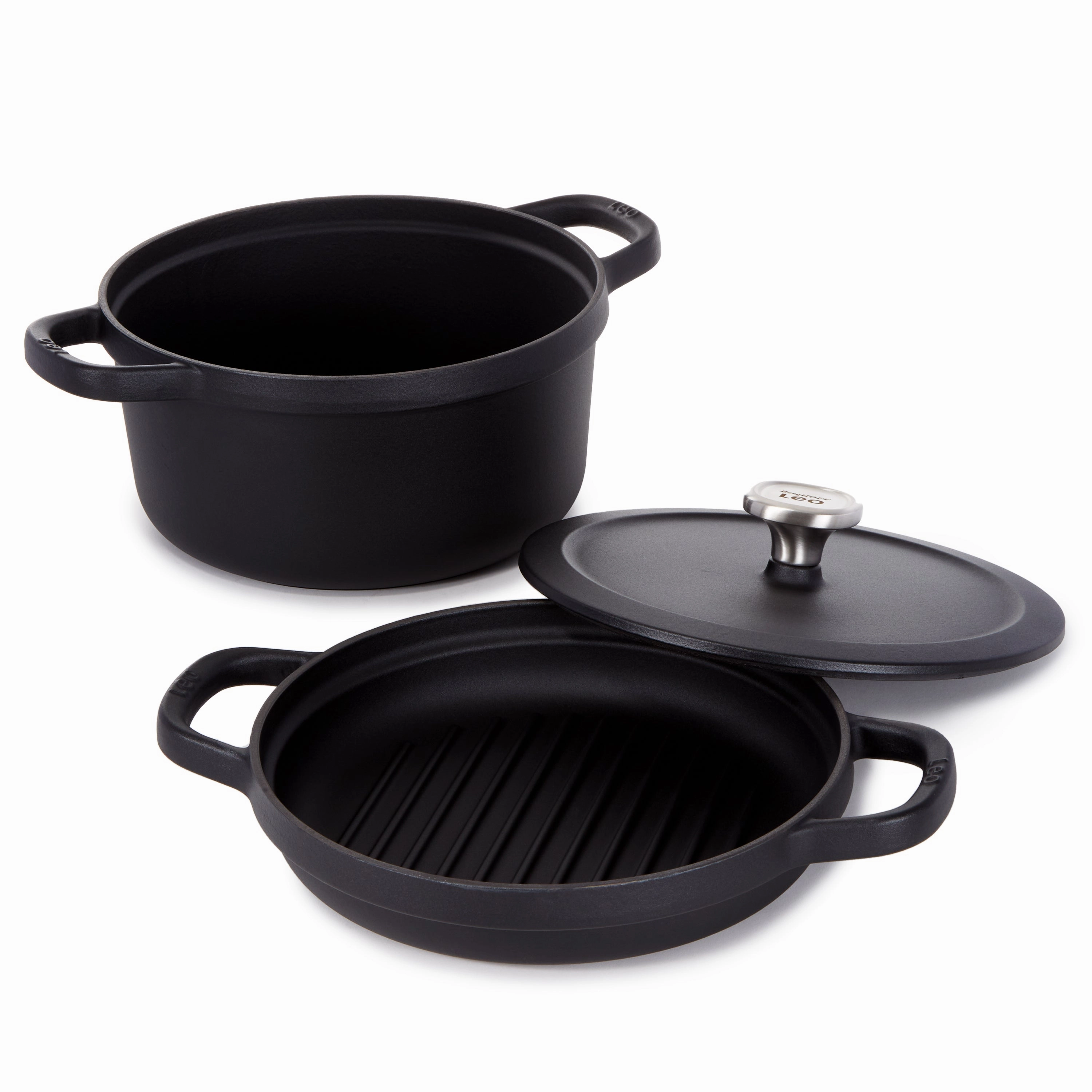 BergHOFF Leo Graphite 3Pc Enamel Cast Iron Cookware Set cookware set,cooking pots,kitchen cookware