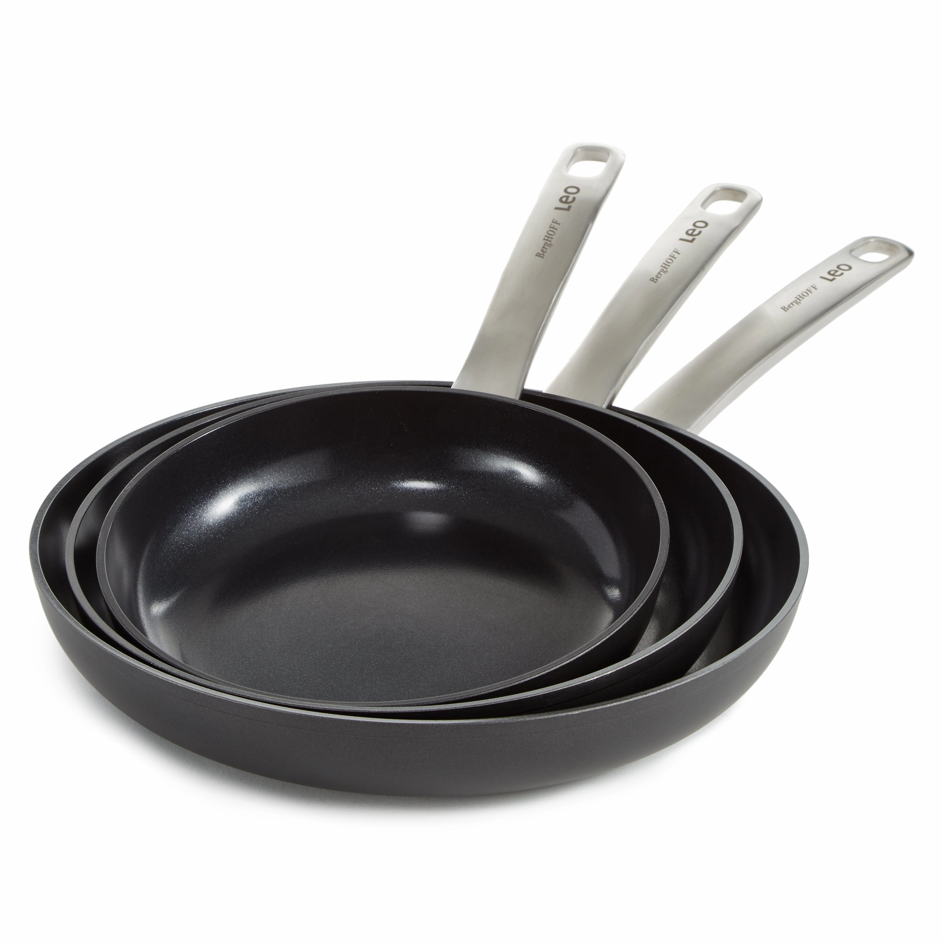 BergHOFF Leo Graphite 3Pc Nonstick Ceramic Frying Pan Set
