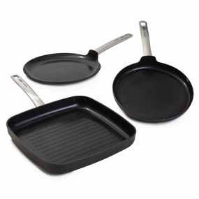BergHOFF Leo Graphite 3Pc Nonstick Ceramic Specialty Cookware Set, Sustainable Recycled Material cookware set,cooking pots,kitchen cookware