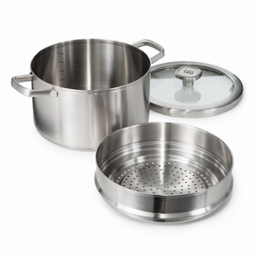 BergHOFF Leo Graphite 3Pc Recycled 18/10 Stainless Steel Steamer Set cookware set,cooking pots,kitchen cookware